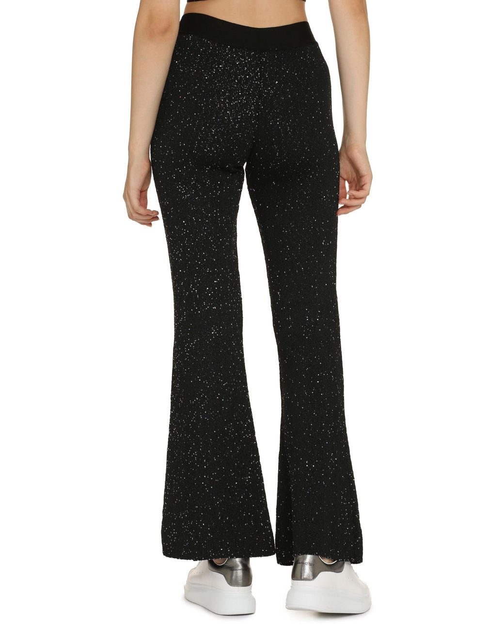 Palm Angels Black Sequin Embellished Knit Trousers