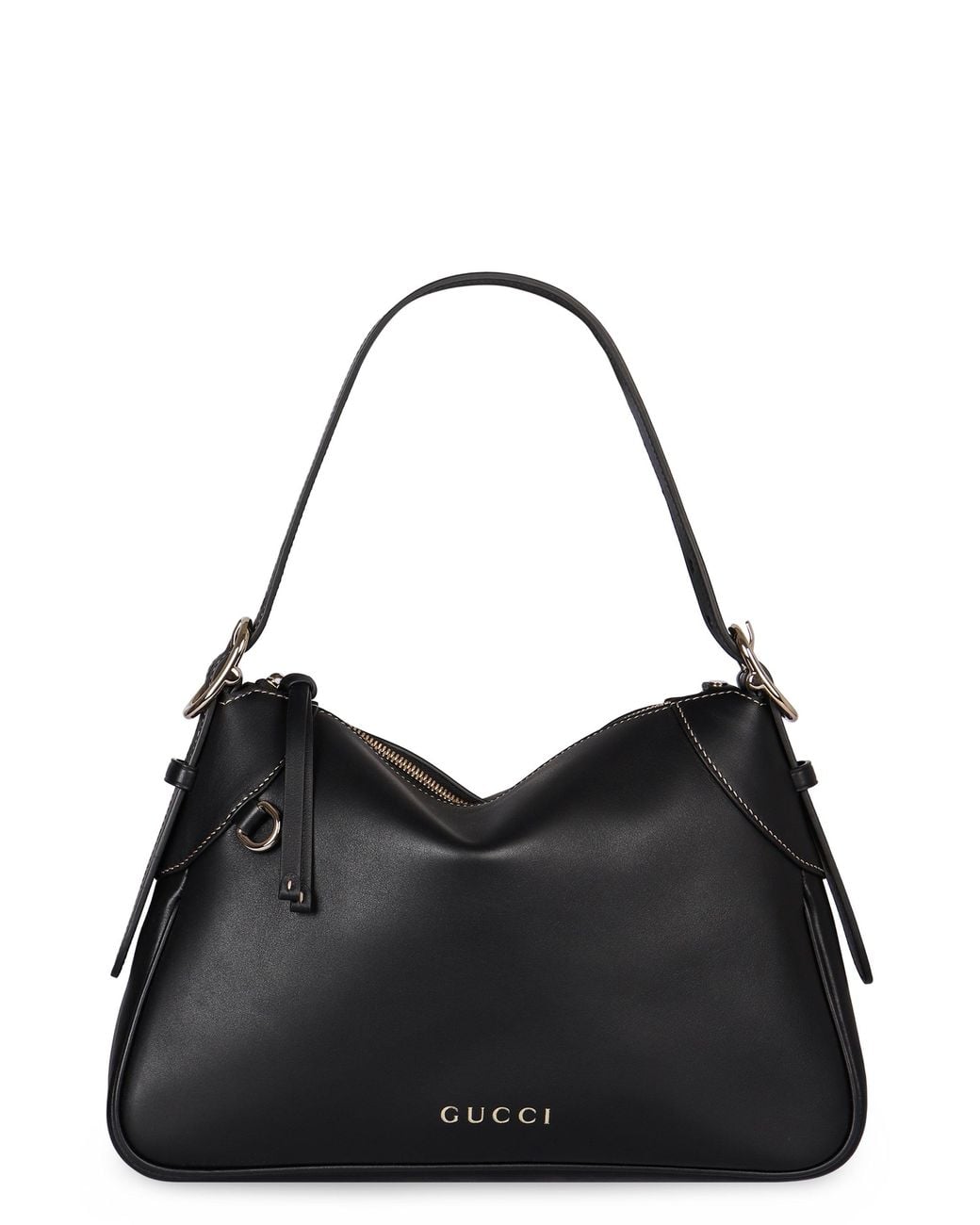 Gucci Black Gg Emblem Leather Shoulder Bag