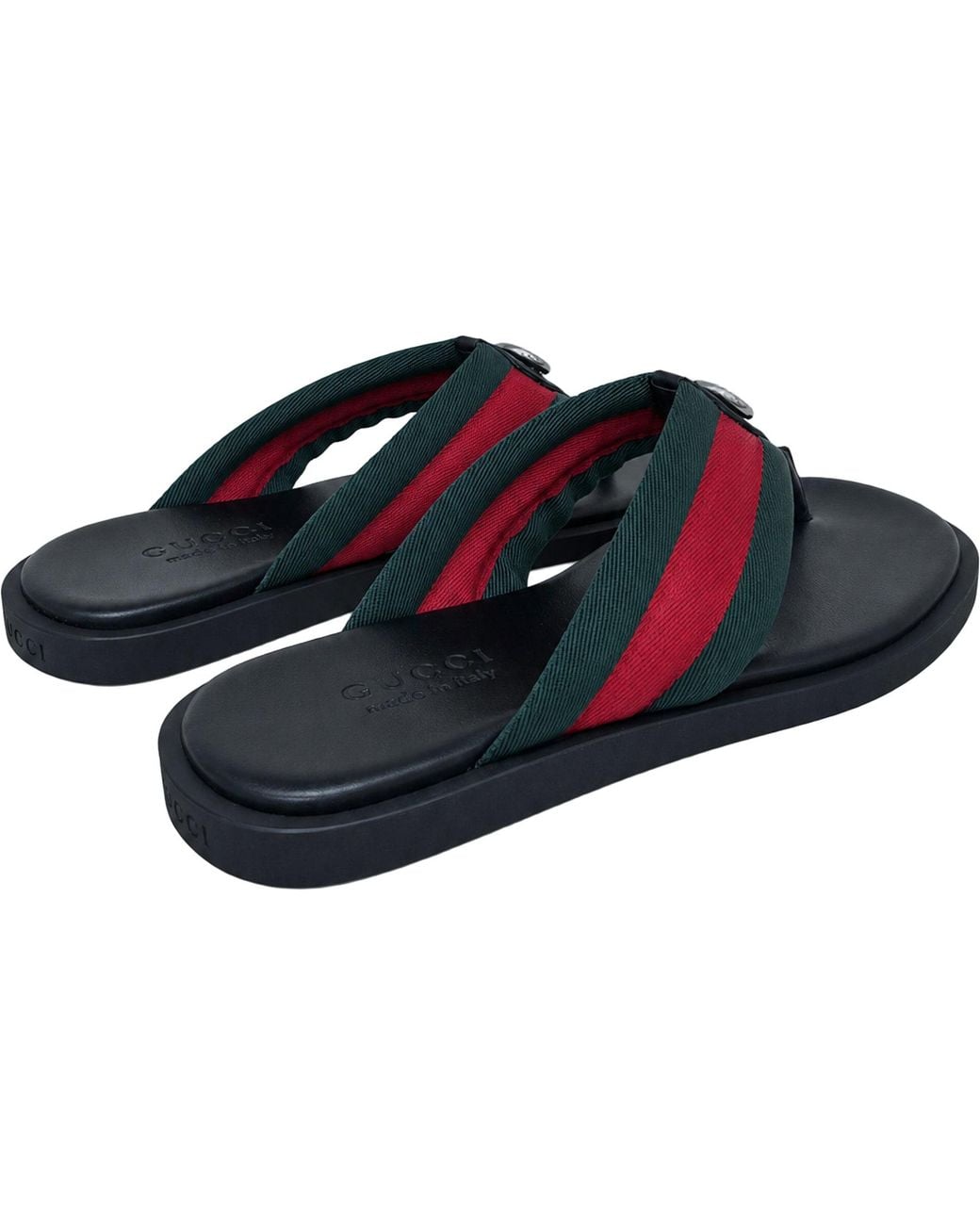 Gucci Black Flip-Flops With Metallic Logo for men