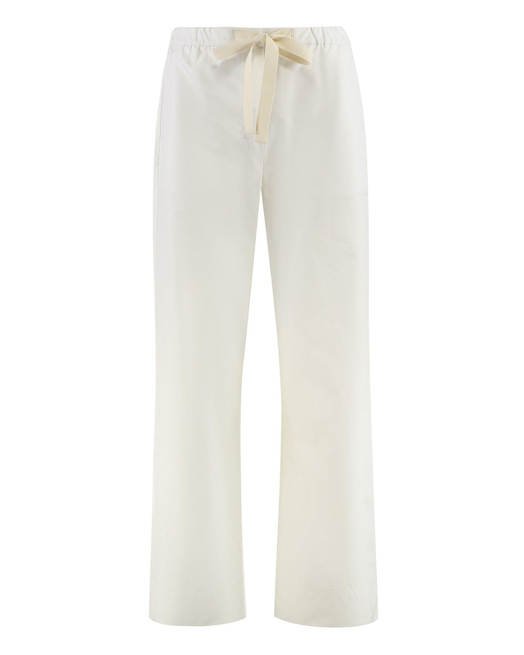 Max Mara White Argento Poplin Cotton Trousers