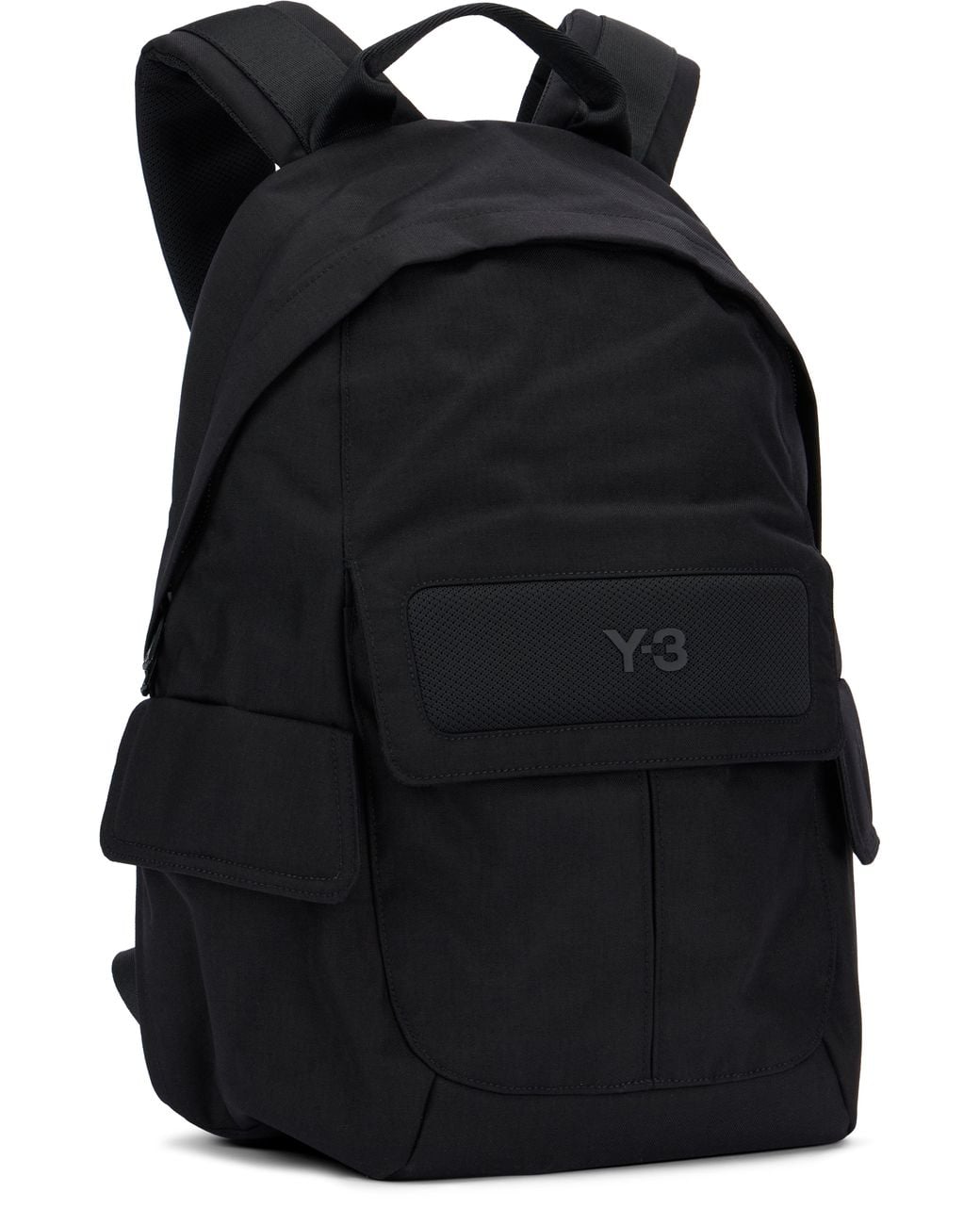 Y-3 Black Canvas Cotton Backpack With Pockets for men
