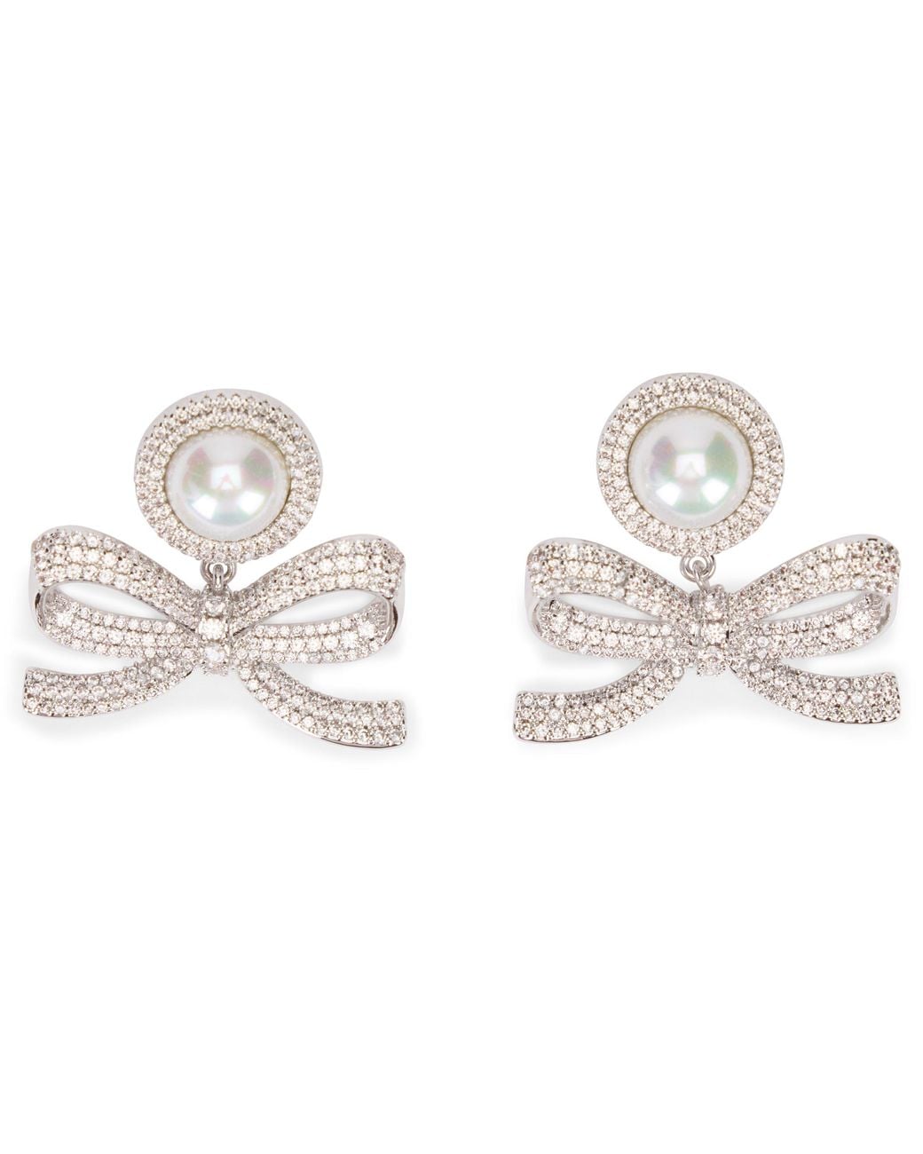 Self-Portrait White Earrings With Bow And Pearl
