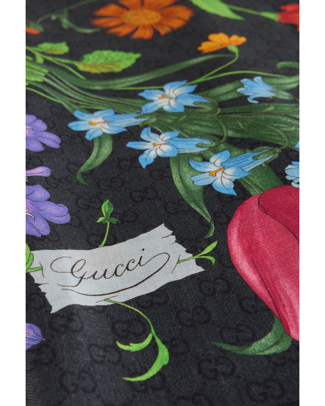 Gucci Gray Printed Scarf