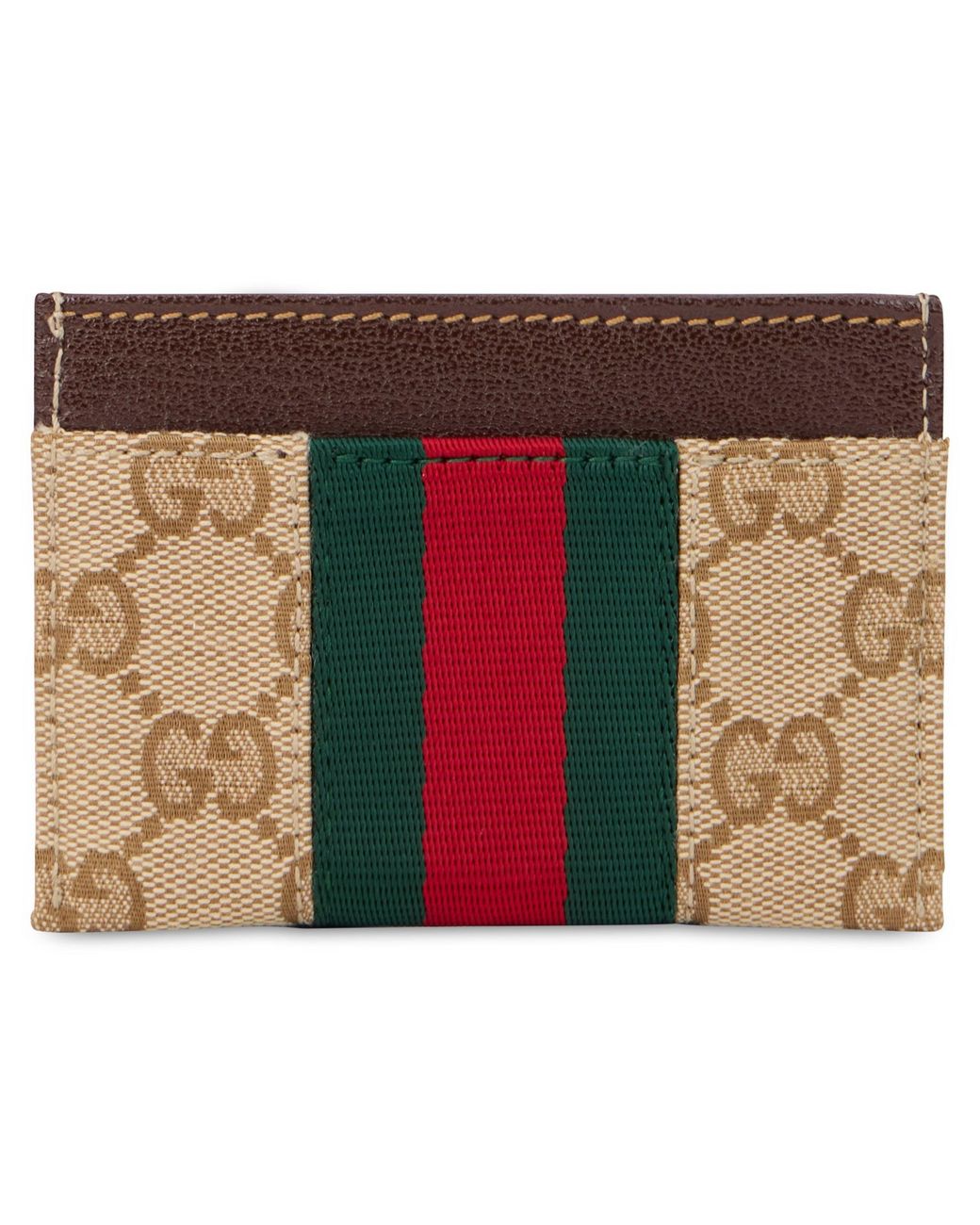Gucci Brown Card Holder With Horsebit And Monogram