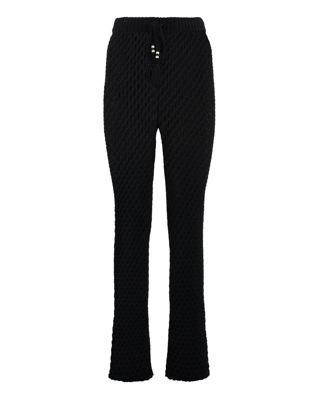 Alanui Black Flared Knitted Trousers Acrylic