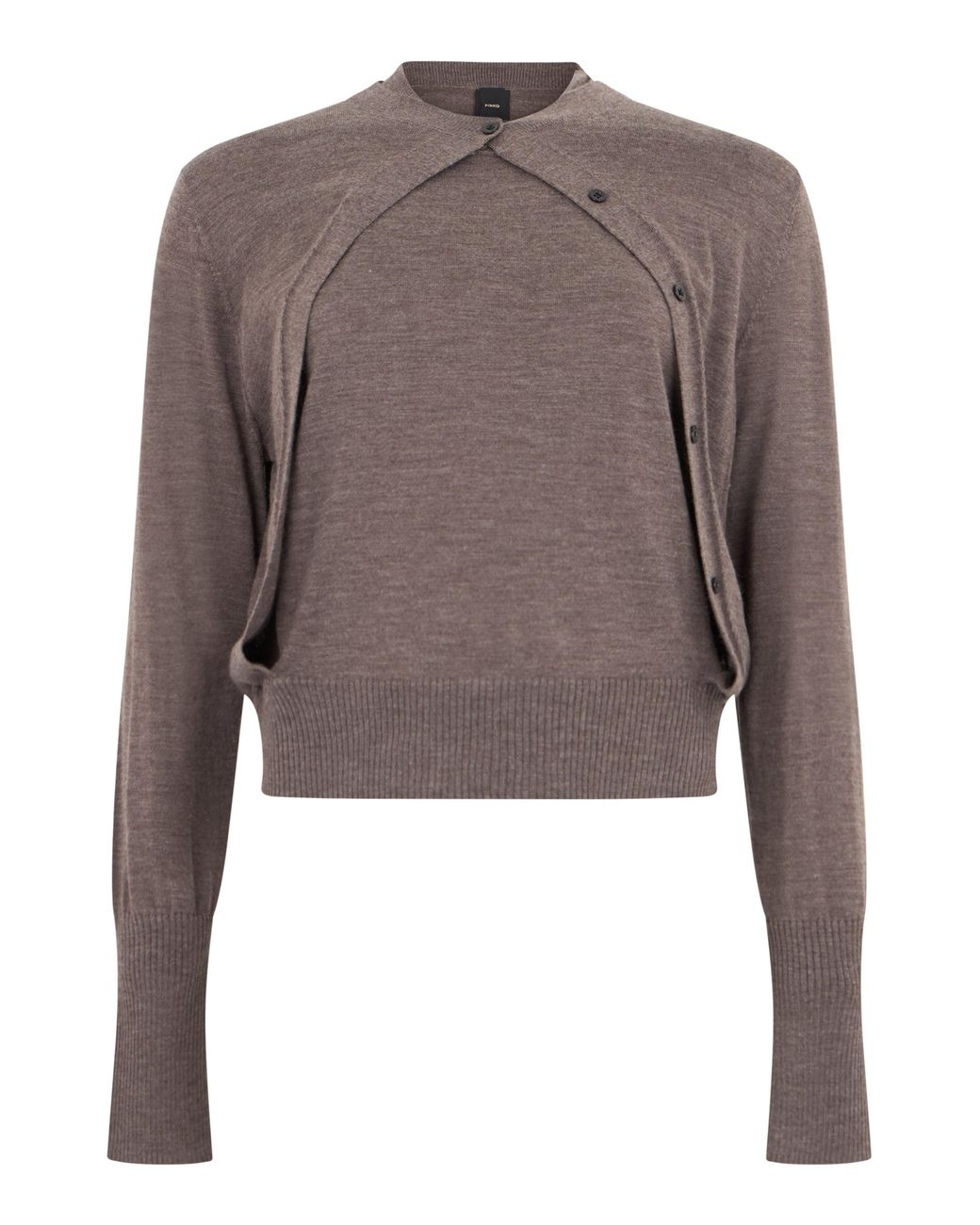 Pinko Brown Crew Neck Sweater With Buttons