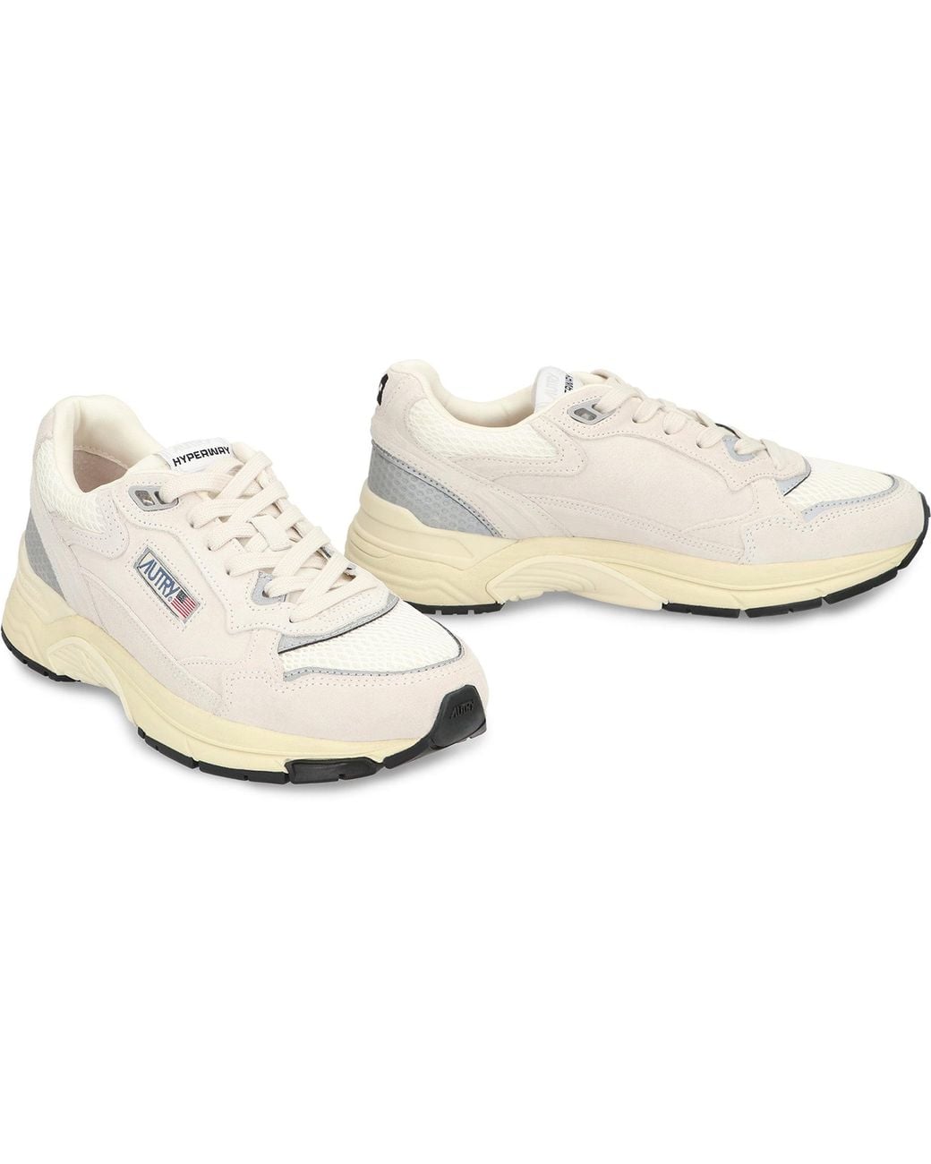 Autry White Low-Top Sneakers With Breathable Inserts Goatskin Trainers