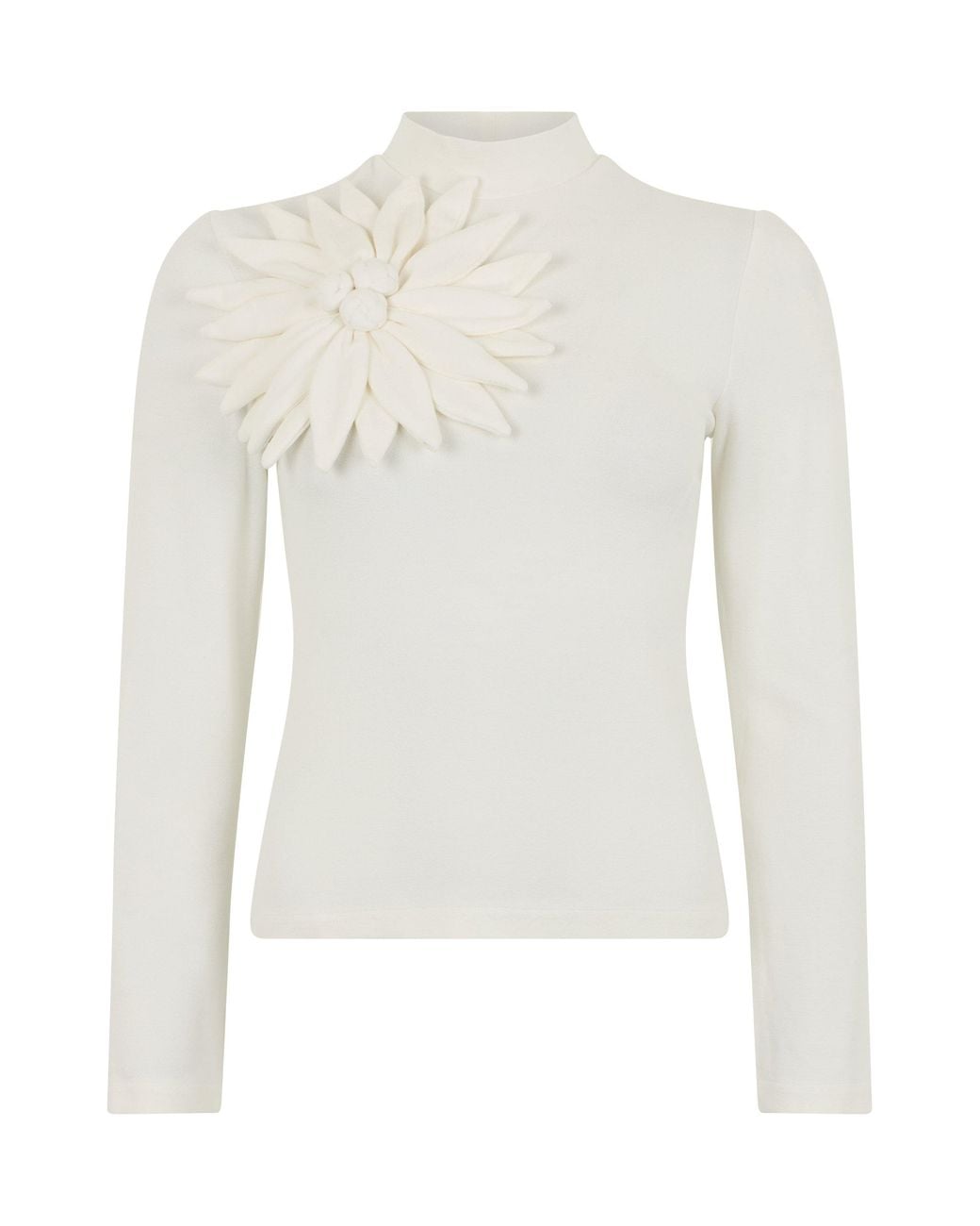 Farm Rio White Long Sleeve Top With Floral Application