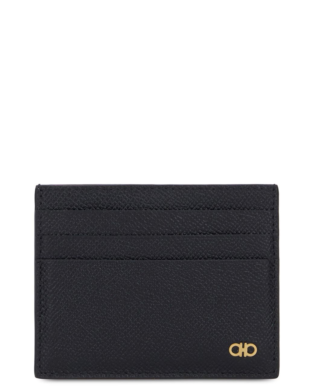 Ferragamo Black Minimalist Card Holder for men