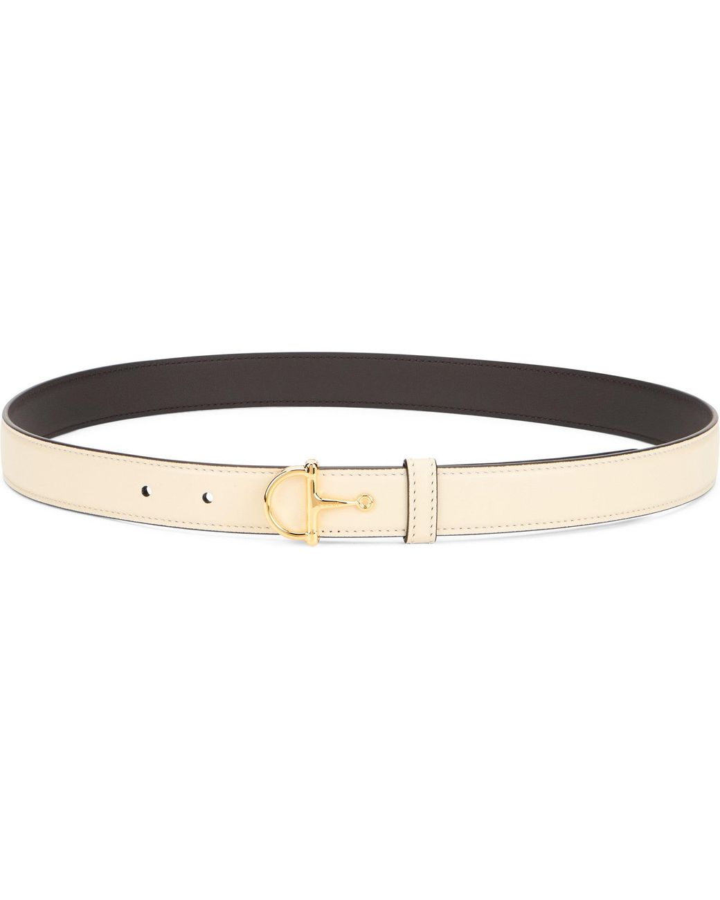 Gucci White Thin Belt With Half Buckle Morsetto