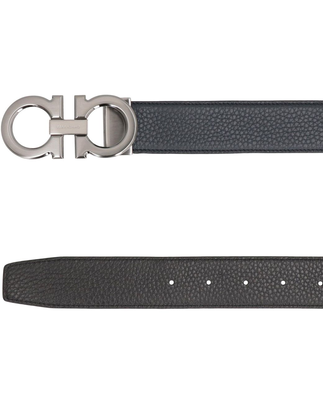 Ferragamo Black Gancini Reversible Leather Belt for men