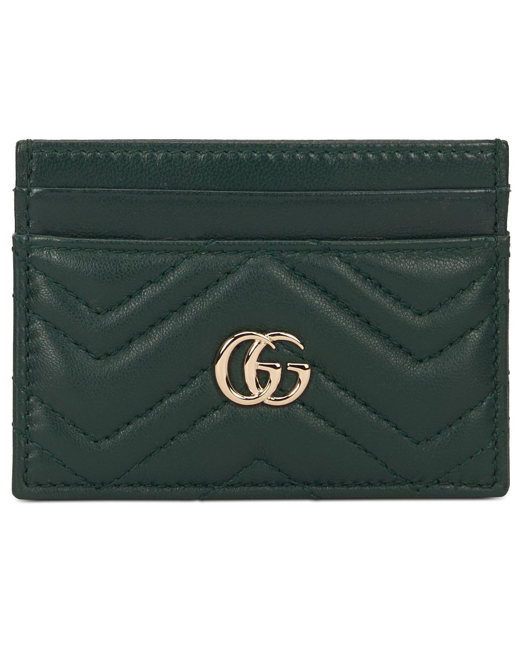 Gucci Green Leather Card Holder With Logo