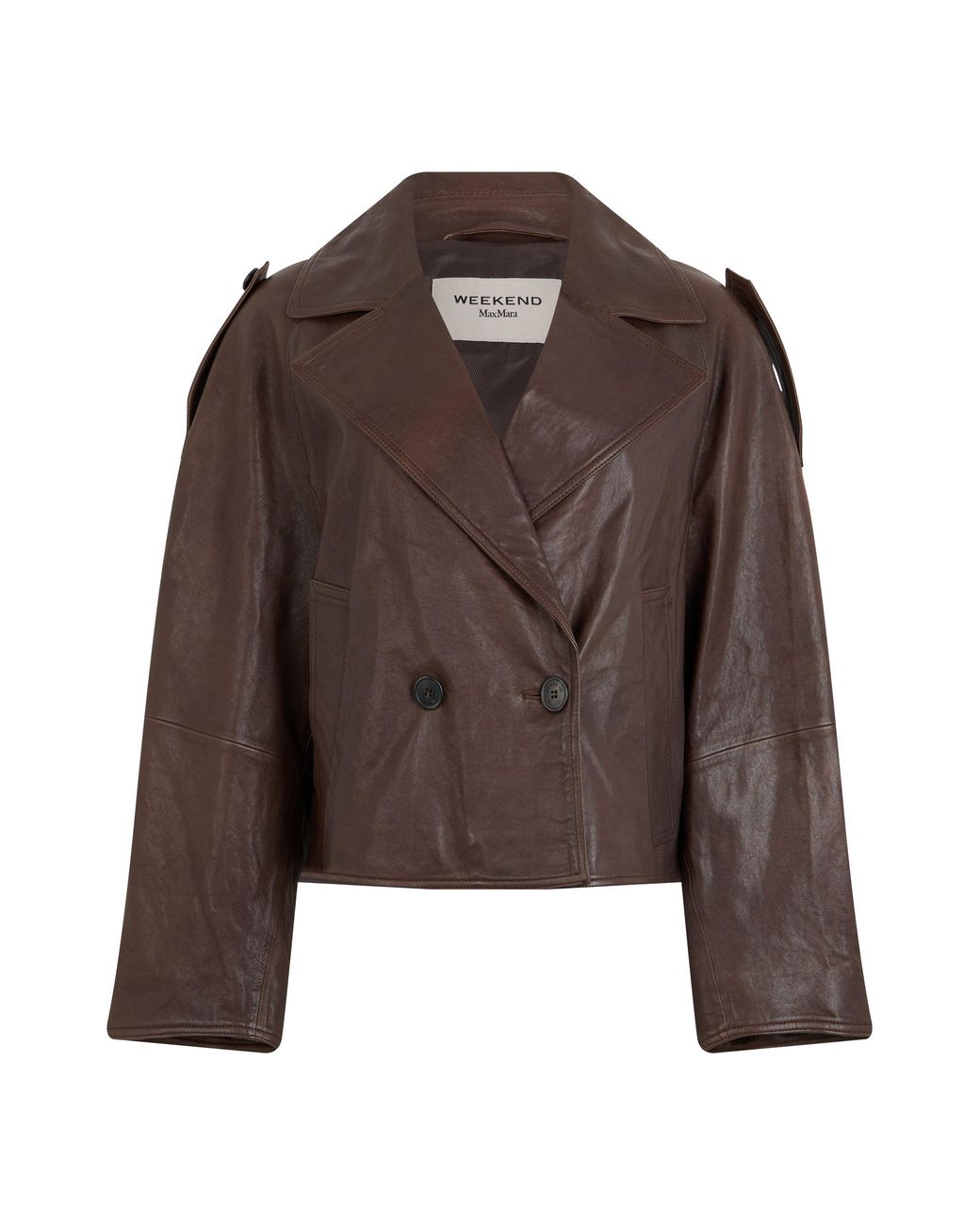 Weekend by Maxmara Brown Leather Jacket Lambskin; Lining Polyester