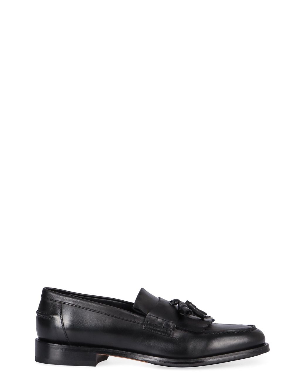 Doucal's Black Leather Moccasins for men