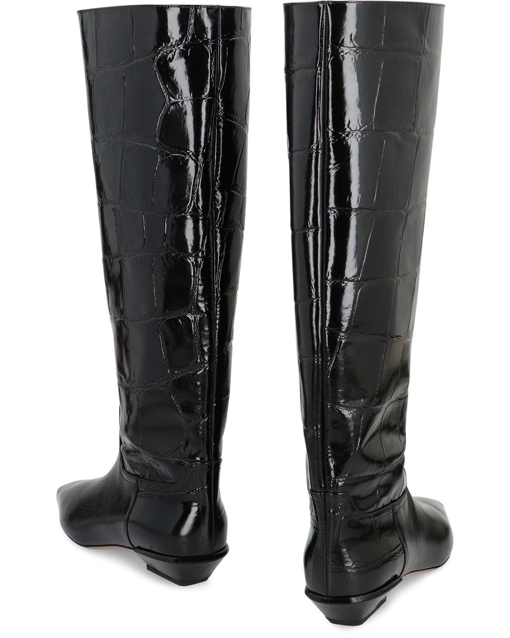 Paris Texas Black Bettina Croco-Print Leather Boots