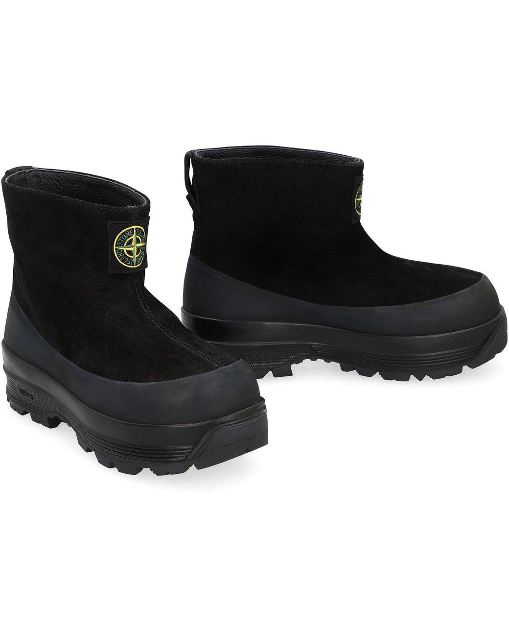 Stone Island Black Ankle Boots Suede Calf Leather for men