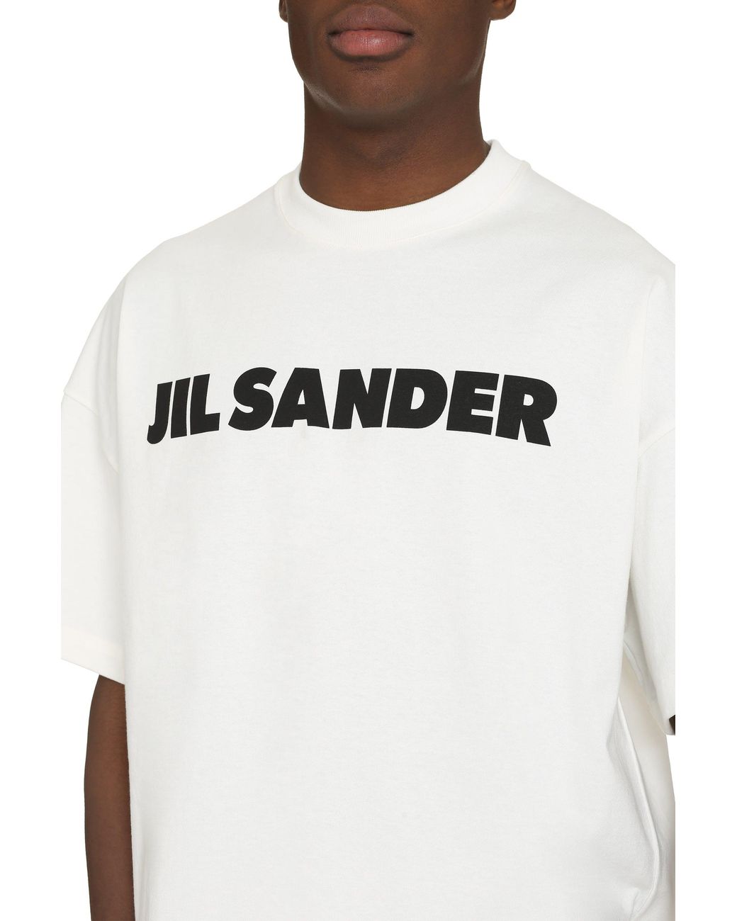 Jil Sander White Logo Print Boxy T-Shirt for men