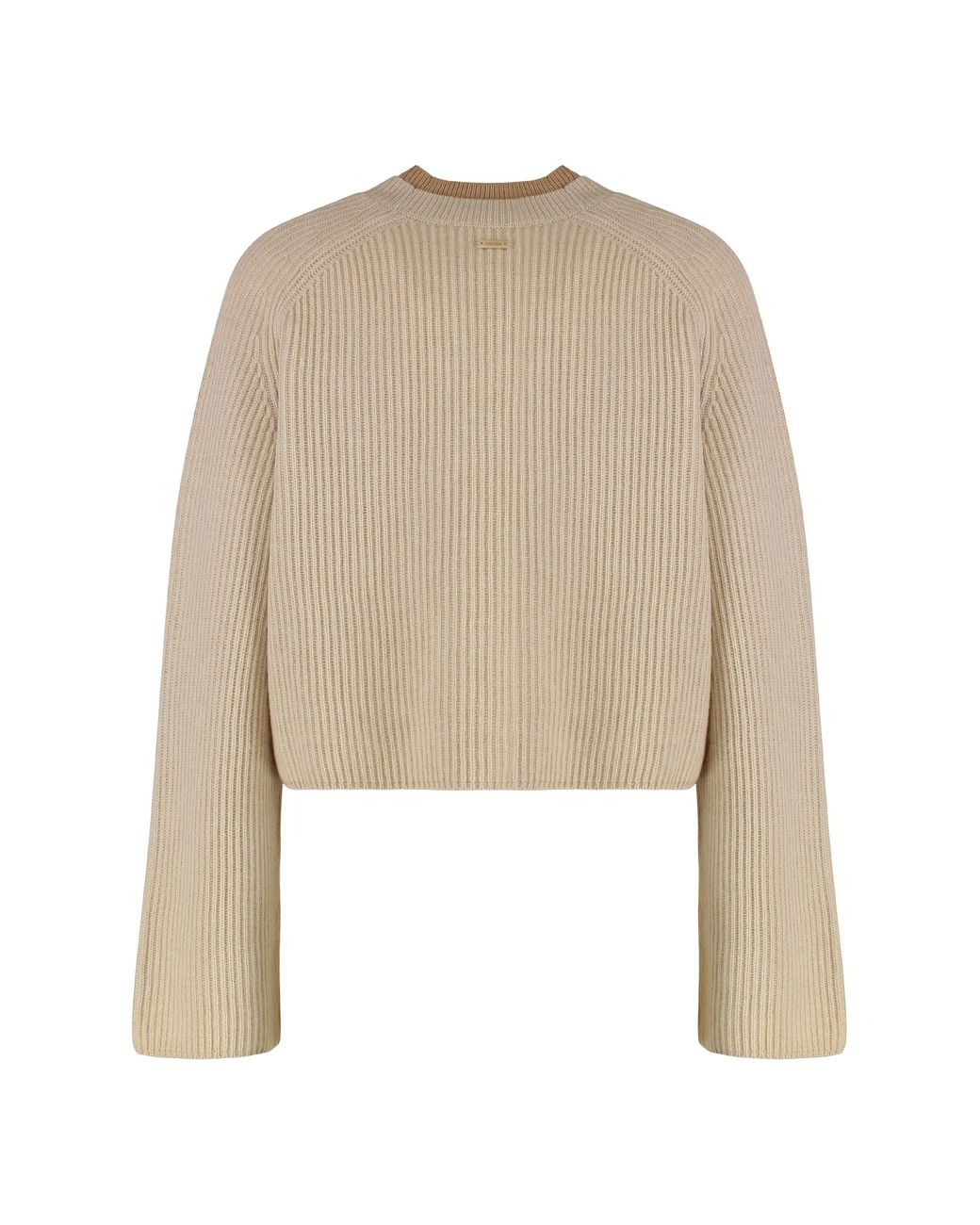 Max Mara Natural Wool And Cashmere Jersey With A Ribbed Knit