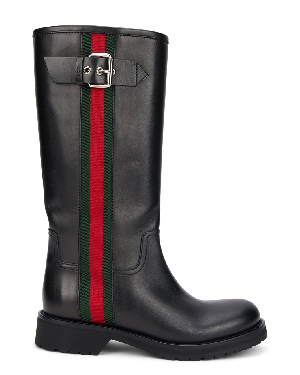 Gucci Black High Boots With Web Band