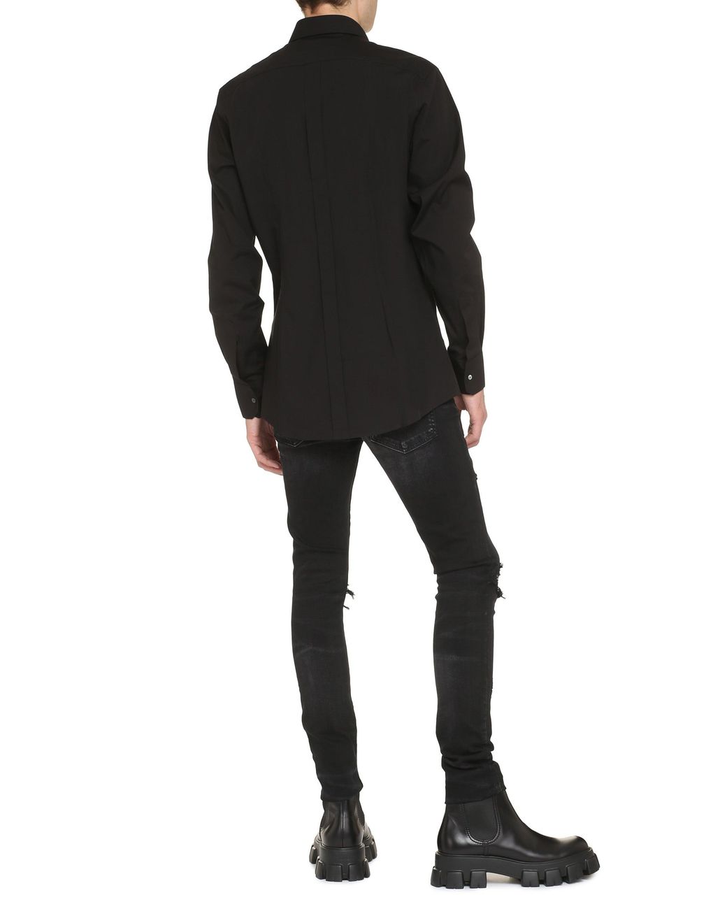 Dolce & Gabbana Black Classic Italian Collar Cotton Shirt for men