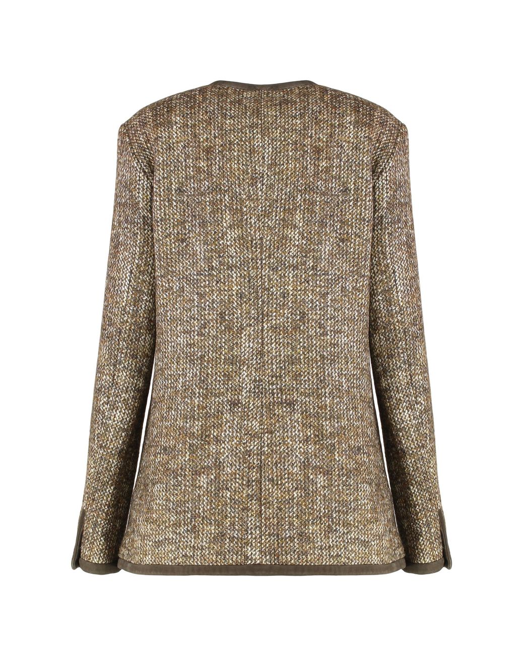 Golden Goose Deluxe Brand Natural Wool Tweed Jacket Virgin Wool; Ovine Leather