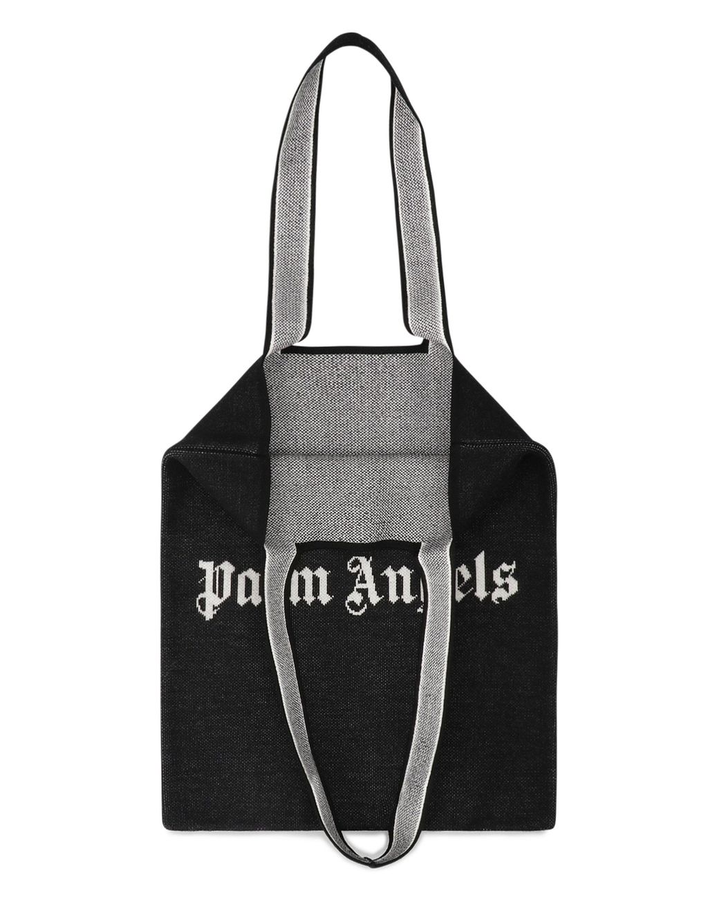 Palm Angels Black Tote Bag With Logo Wool for men