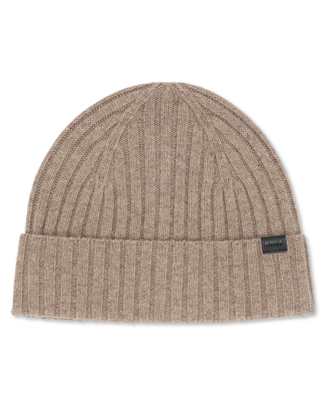 BOSS Ribbed Hat in Brown for Men | Lyst UK