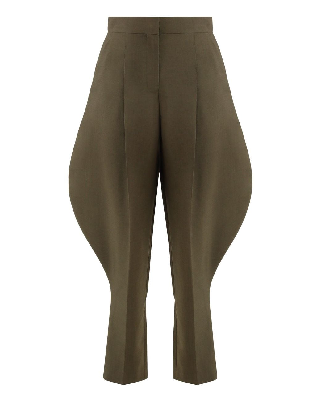 Fendi Green Palazzo Trousers Wool Mohair Cropped