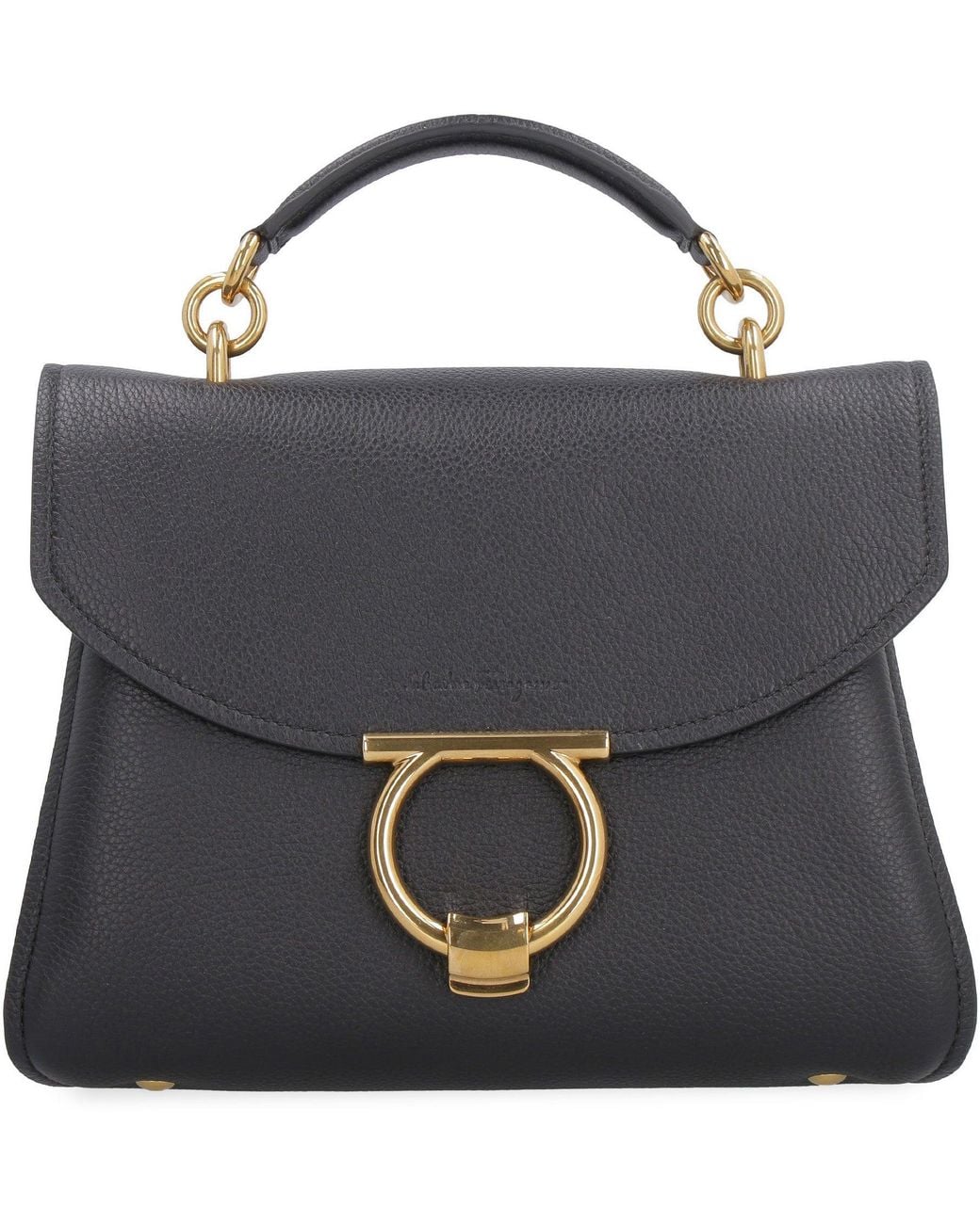 Ferragamo Blue Gancini Pebbled Leather Handbag