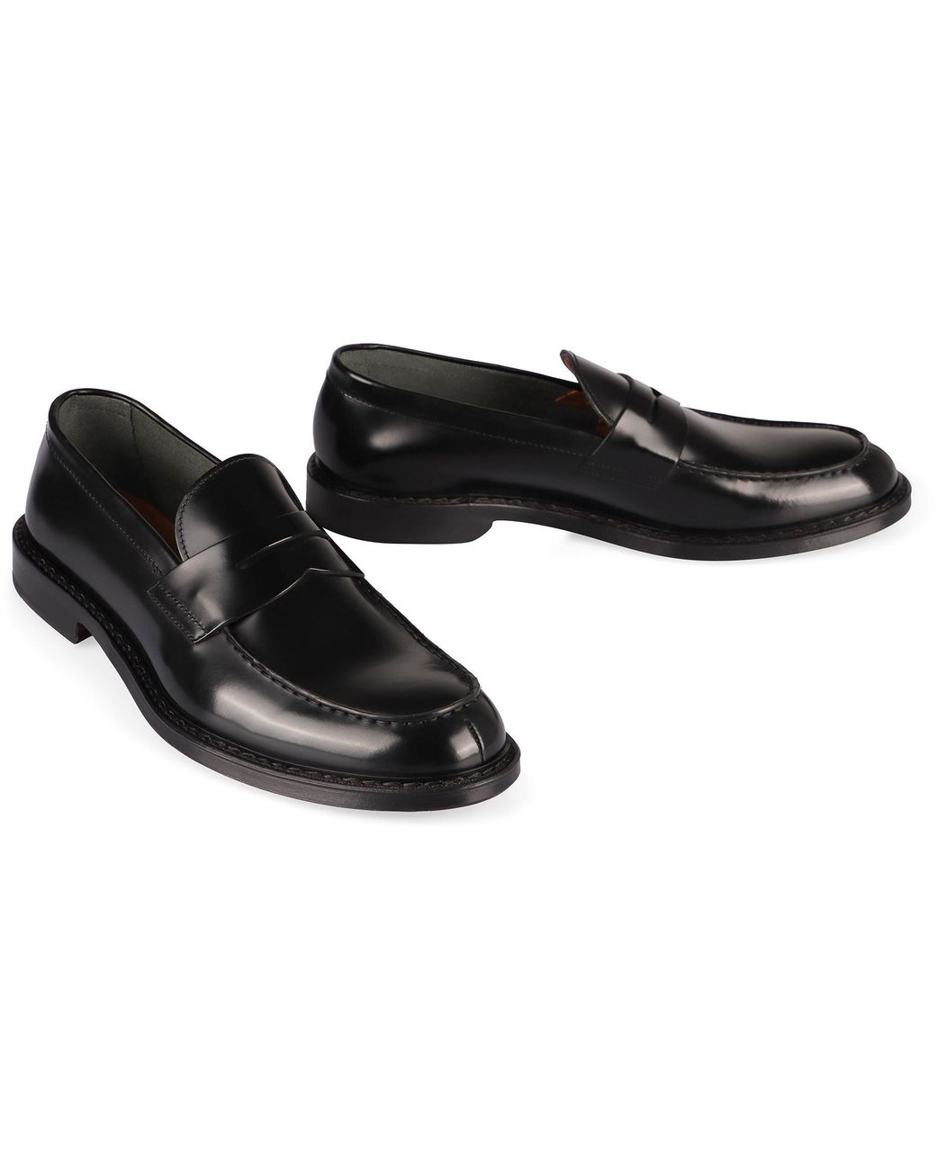 Doucal's Black Leather Loafers for men
