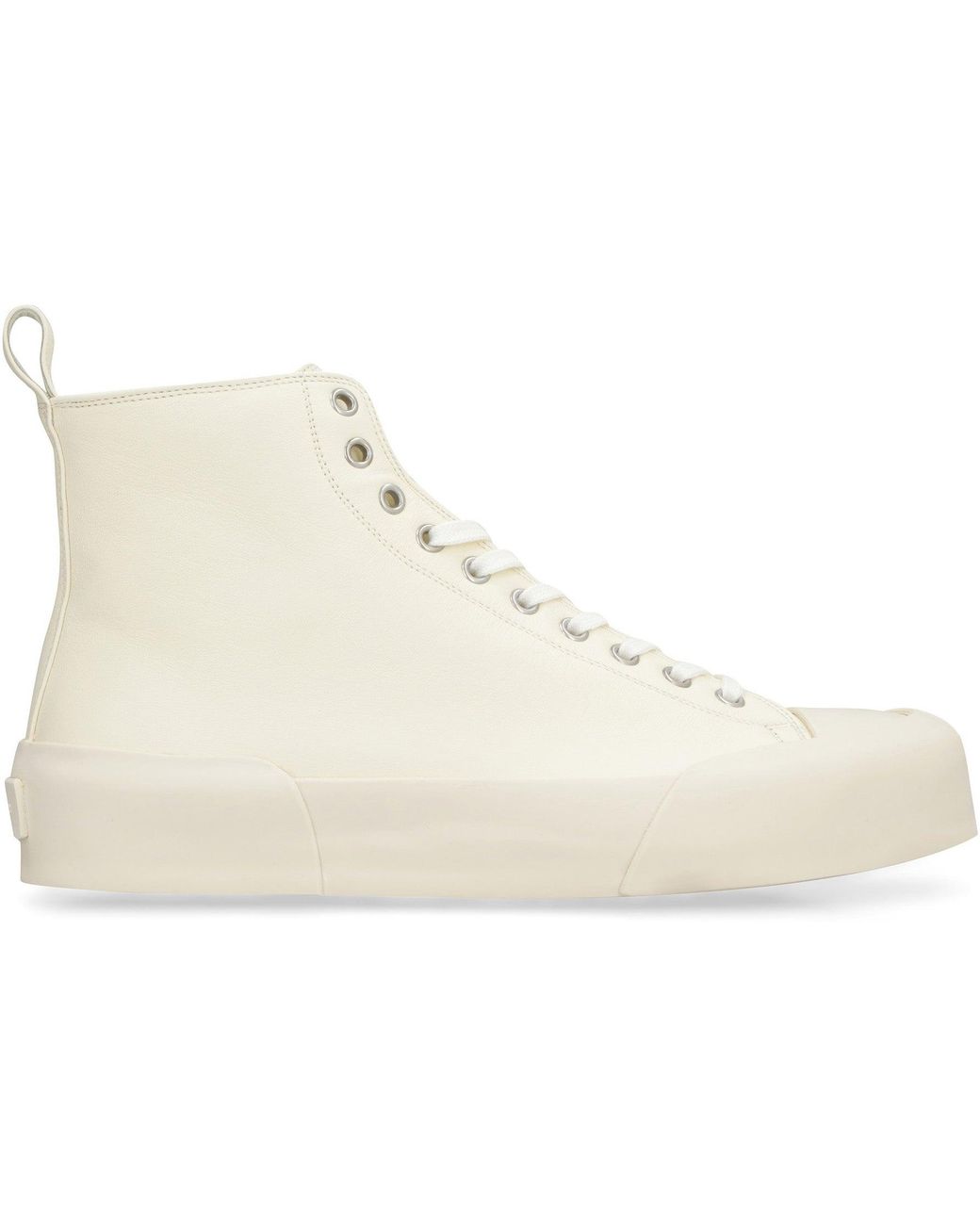 Jil Sander Natural Panache High-Top Leather Sneakers For