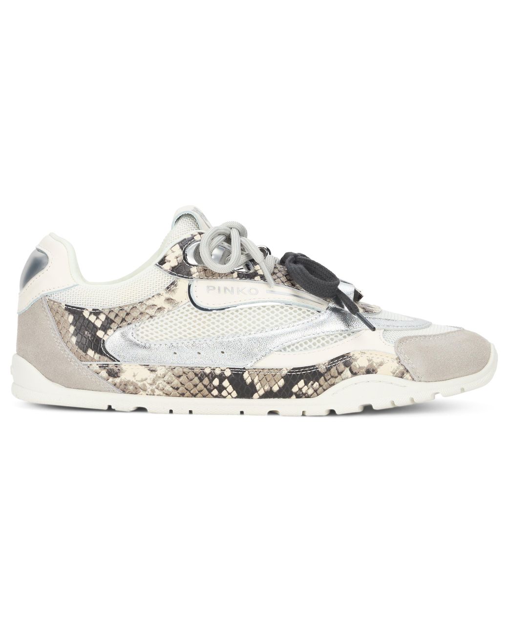 Pinko Multicolor Mesh And Leather Sneakers With Python Print
