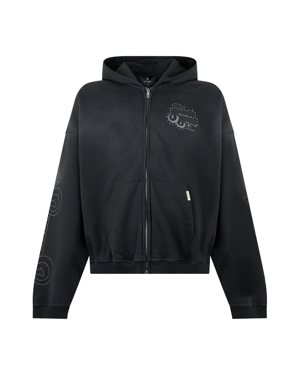 Represent Black Hooded Zip Sweatshirt Cotton Jumpers for men