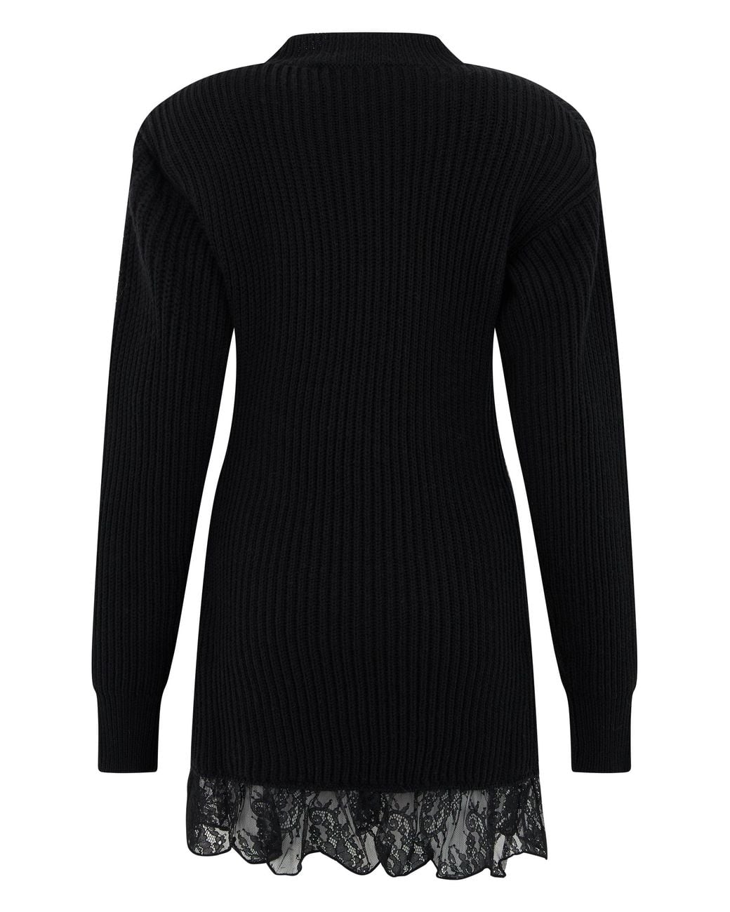 GIUSEPPE DI MORABITO Black Wool Knit Dress With Lace Insert