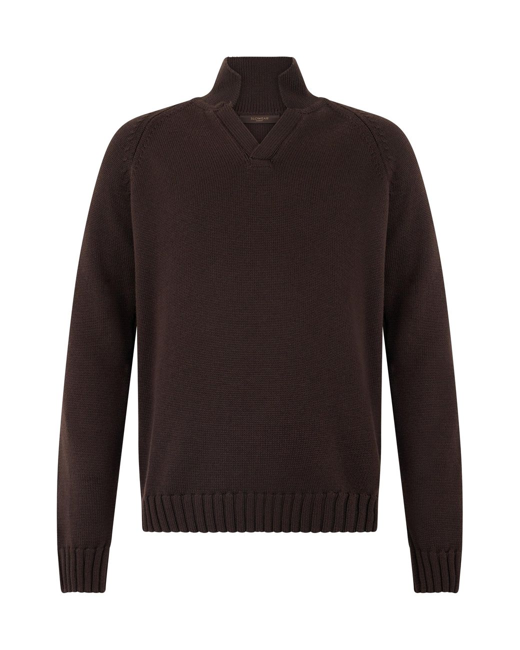 Slowear Black Wool Polo-Collar Sweater With High Collar for men