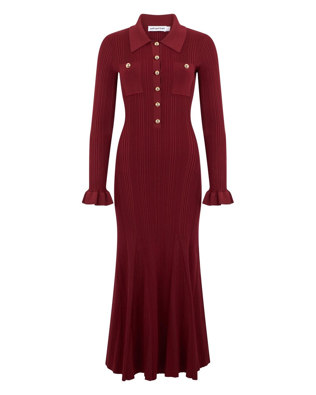 Self-Portrait Red Long Dress Viscose