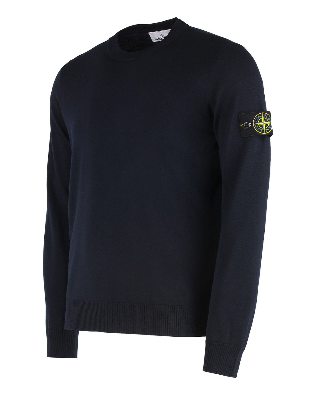 Stone Island Blue Round-Neck Sweater Virgin Wool Sweatshirts for men