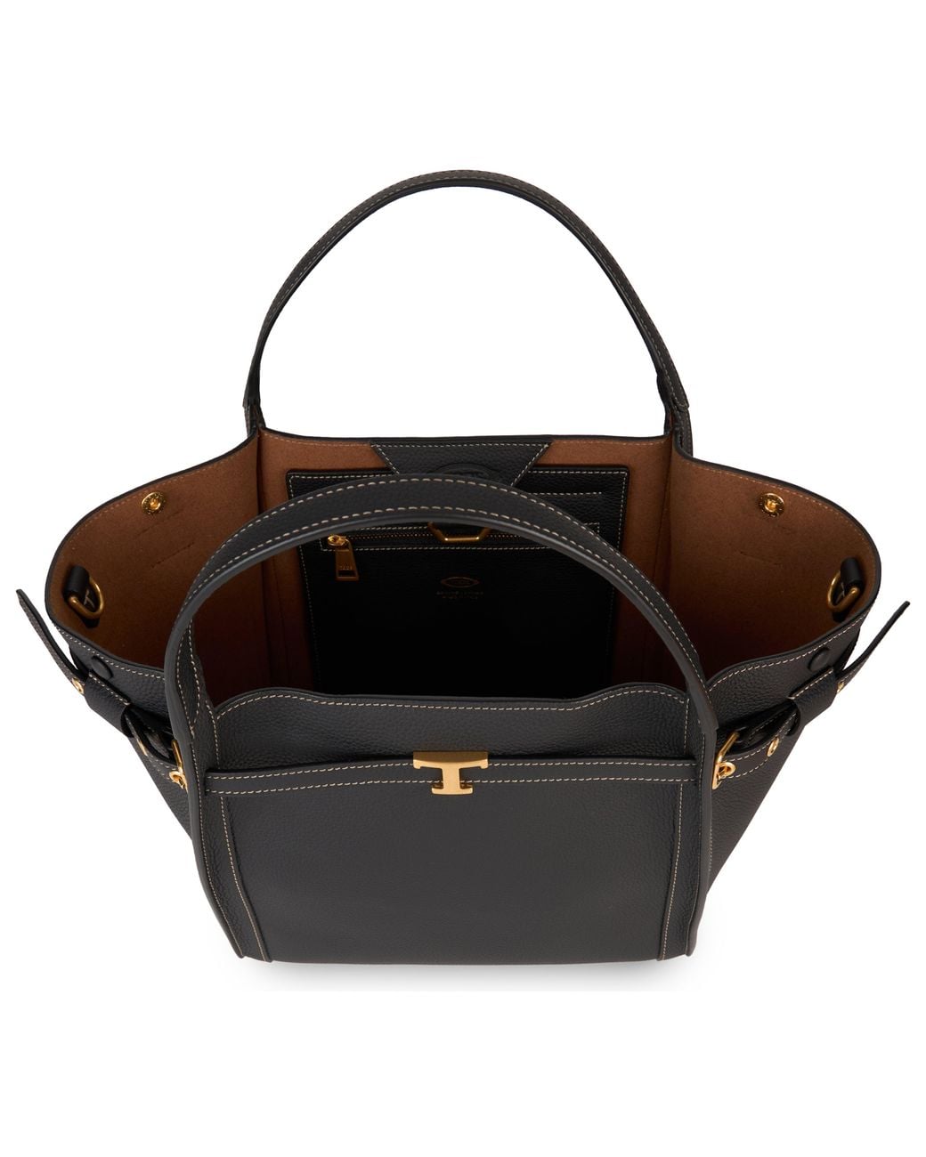 Tod's Black Small Leather Shopping Handbag