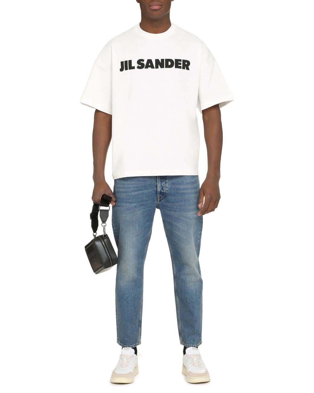 Jil Sander White Logo Print Boxy T-Shirt for men