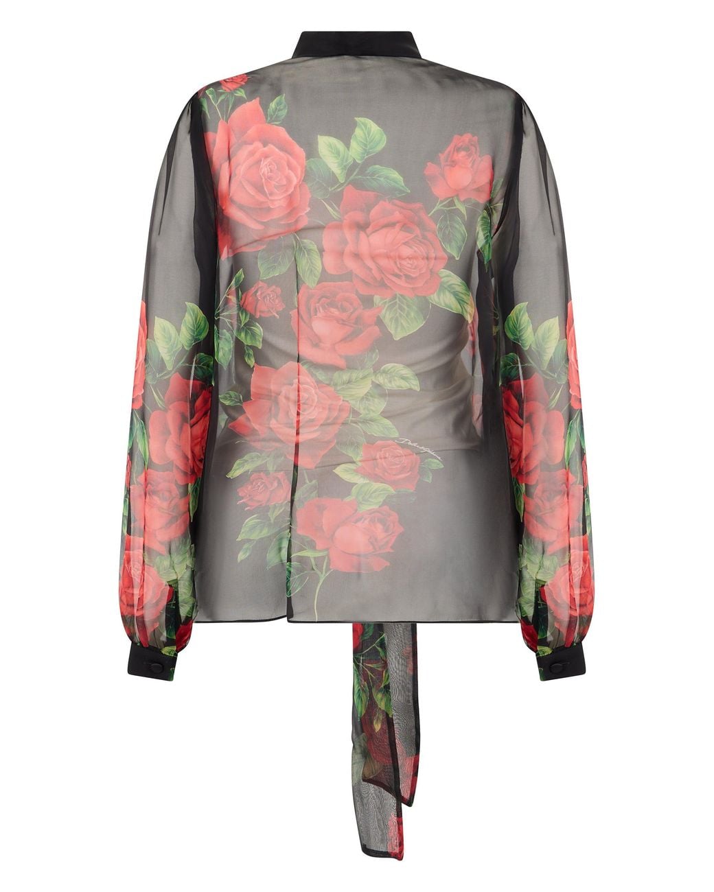 Dolce & Gabbana Black Chiffon Silk Floral Blouse