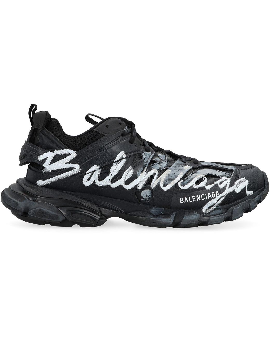 Balenciaga Black Track Signature Low-Top Sneakers Polyurethane; Polyester Trainers for men