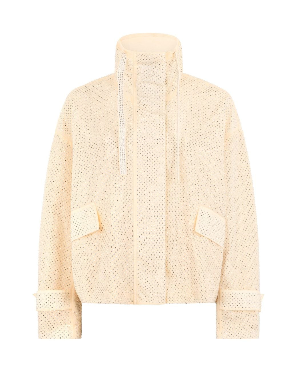 Pinko Natural Nylon Jacket With Rhinestones