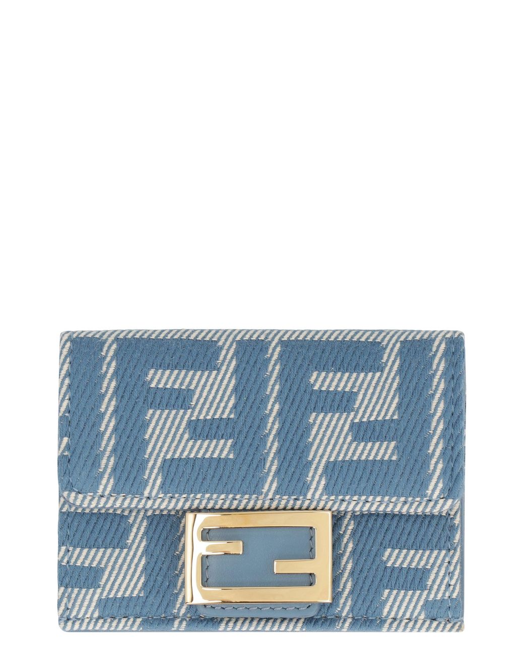 Fendi Blue Baguette Tri-Fold Wallet
