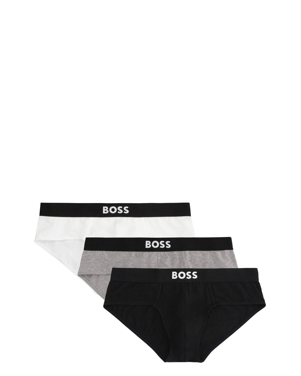 Boss Black Set Of Three Cotton Briefs With Logoed Elastic Band for men