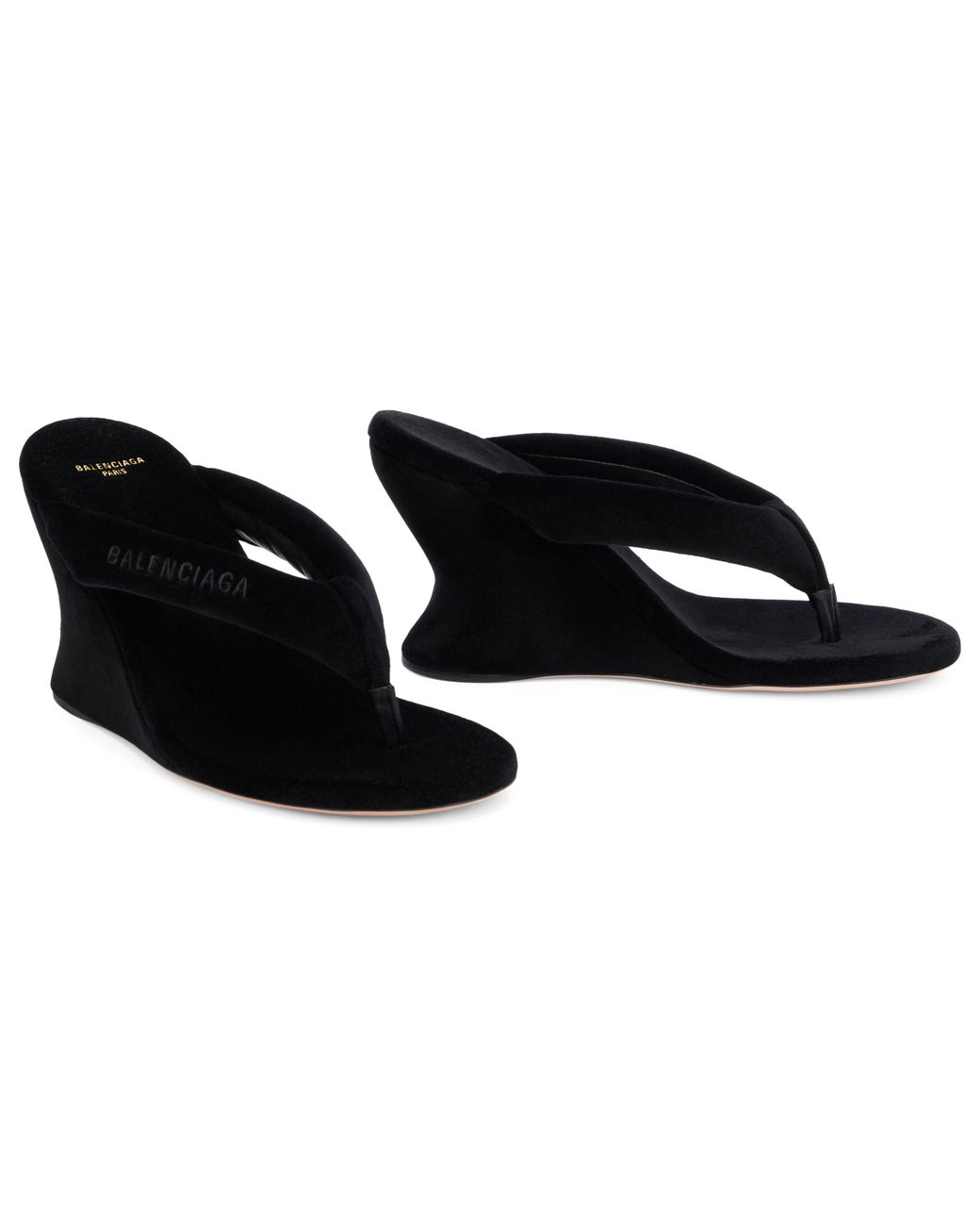 Balenciaga Black Wedge Sandals Cotton