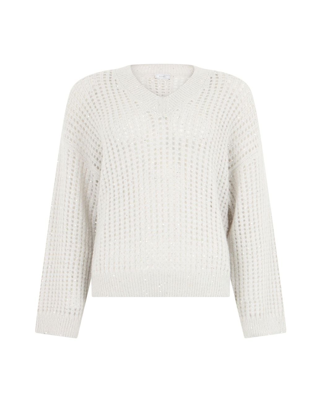 Peserico White Lace Sweater With Sequins