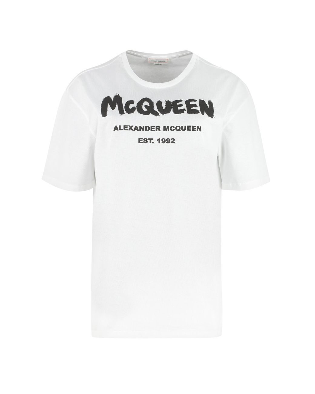 Alexander McQueen Logo Cotton T-shirt in White - Lyst