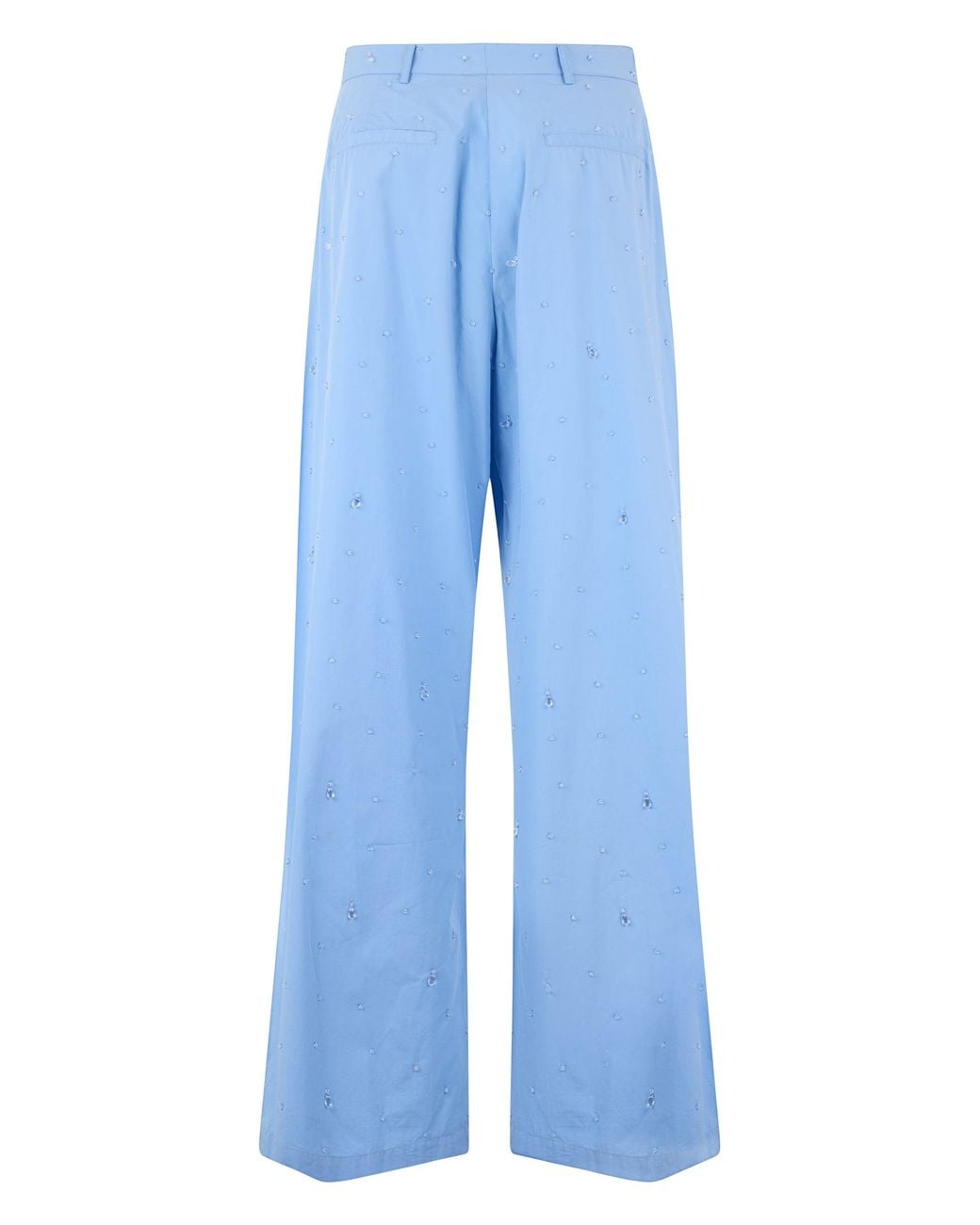 GIUSEPPE DI MORABITO Blue Straight Trousers With Decorative Crystals