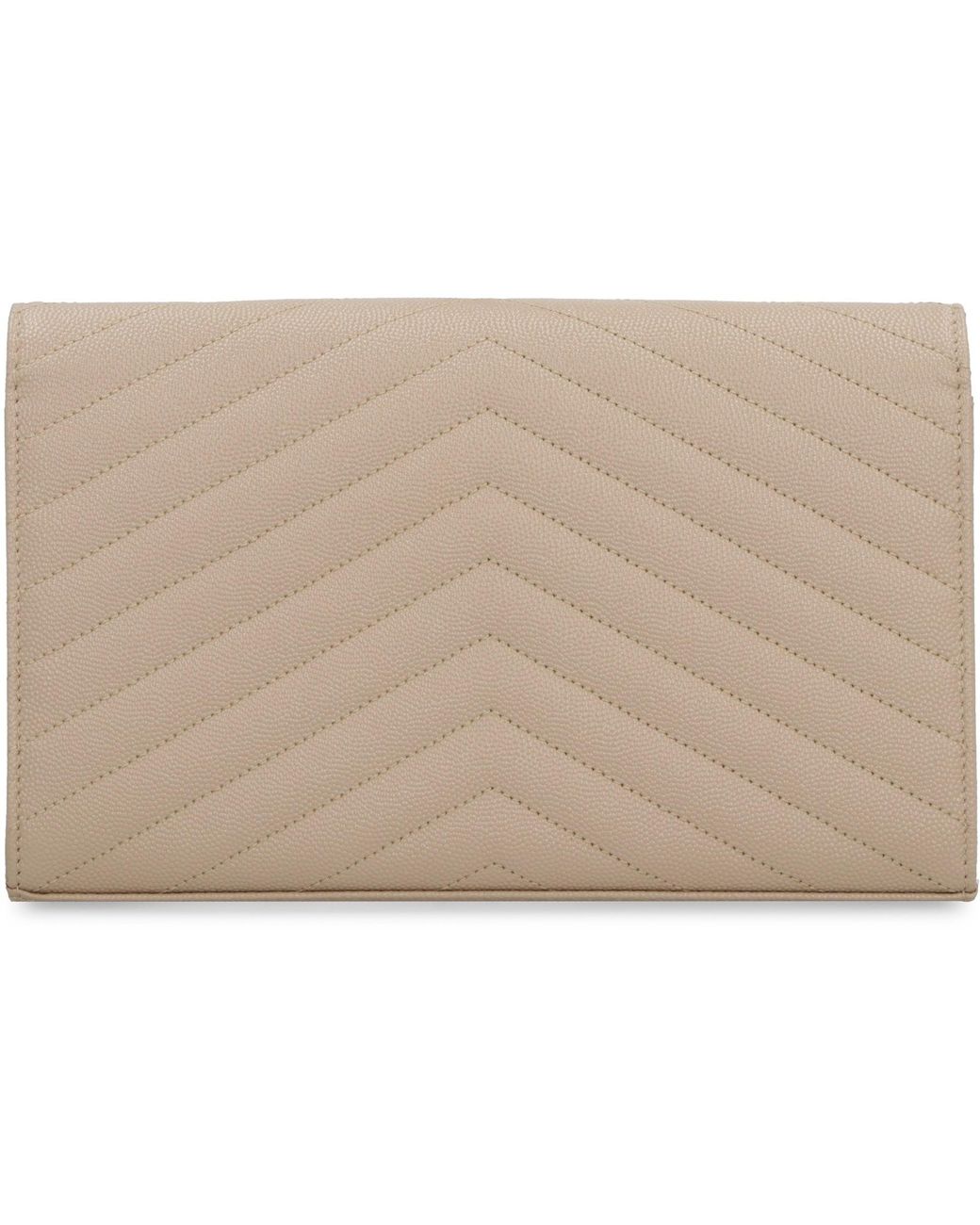 Saint Laurent Natural Cassandra Leather Wallet On Chain