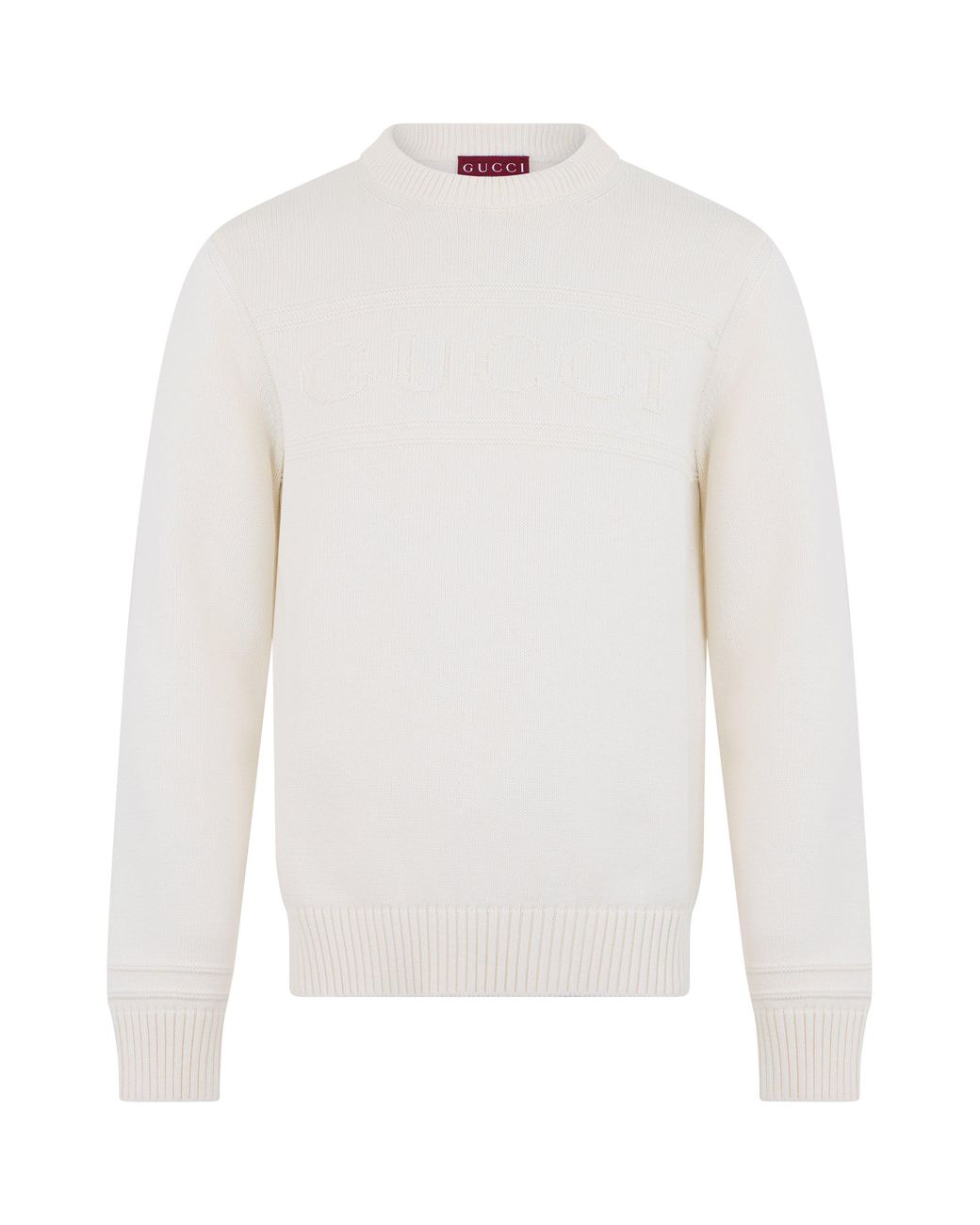 Gucci White Ribbed Wool Sweater for men